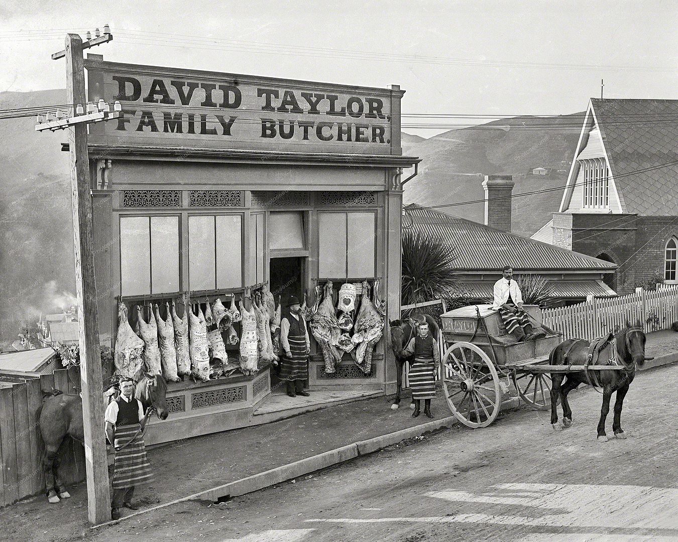 Family Butcher Shop 1890 Vintage 8x10 Reprint Of Old Photo Photoseeum